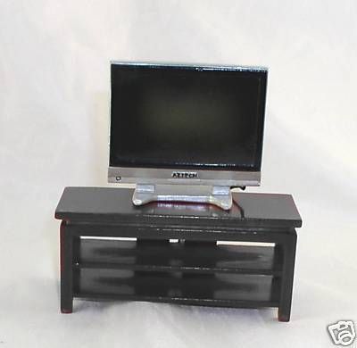 Dollhouse Miniature Wide Screen TV Stand, Black (STAND only)  