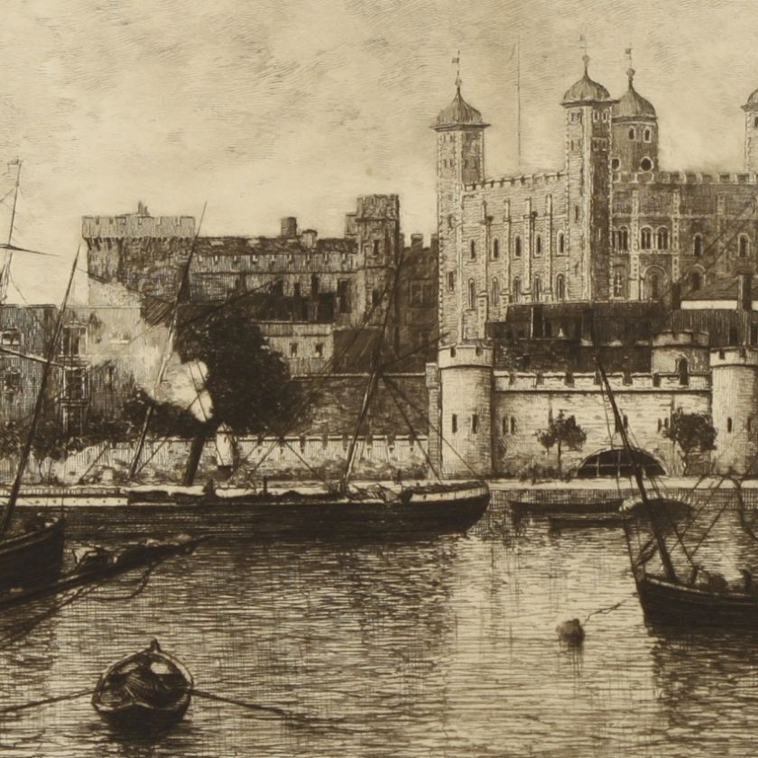 Lucien Gautier Tower of London Etching Print Picture  