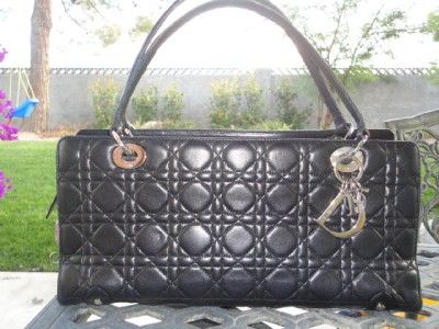Christian DIOR Lady DIOR Black Cannage Leather Bag/ Tote Retail $2200 