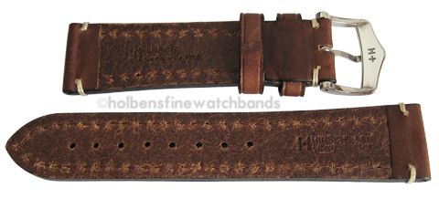 22mm Hirsch LIBERTY Brown Chrono Leather Mens Watch Band Strap 