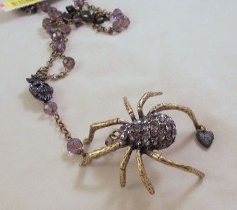 Betsey Johnson Jewelry Dark Forest Large Spider Skull Long Y Necklace 