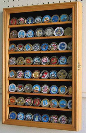   Antique Coin, Bullion, Coin Display Case with glass door, Solid Wood