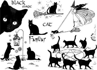 Black Magic Cats  set of UNmounted rubber stamps  