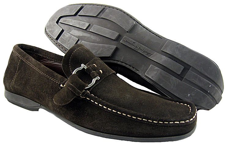 New Salvatore Ferragamo Mens Dark Brown Dress Loafers/Shoes 8  