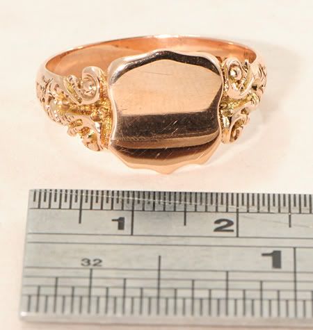   in 9 carat rose ring, dating to the Edwardian period, hallmarked 1914