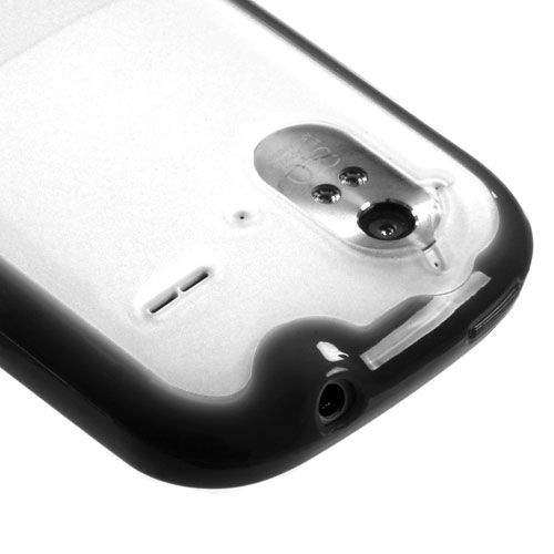 HTC AMAZE 4G T MOBILE TPU+PLASTIC HYBRID CANDY CASE CLEAR/BLACK  