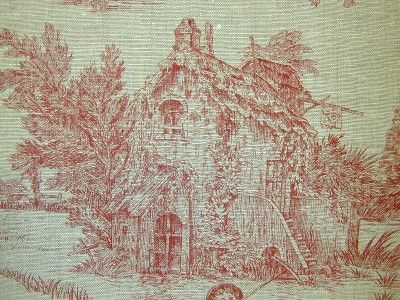 Pastorale Toile Red French Designer Fabric Linen  
