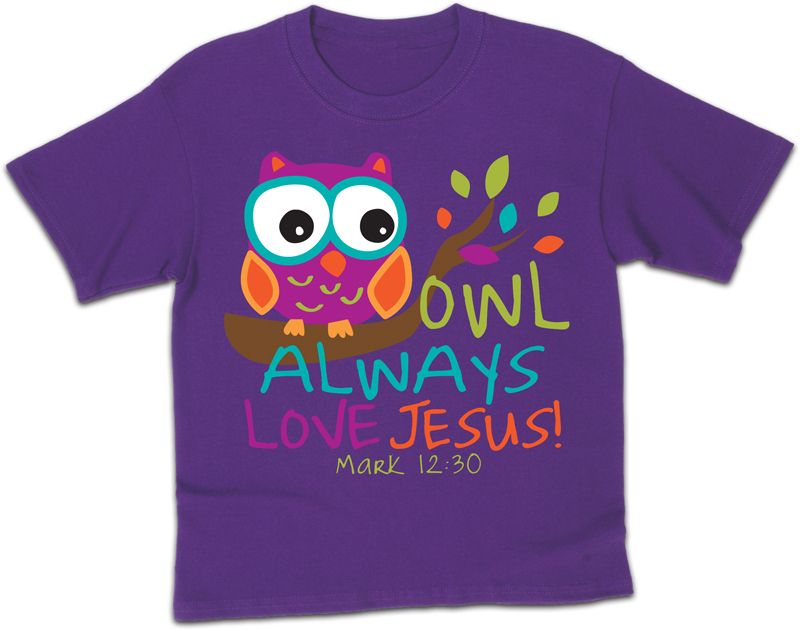 Owl Always Love Jesus ~ Kids Christian T Shirt ~ Purple ~ Kerusso 
