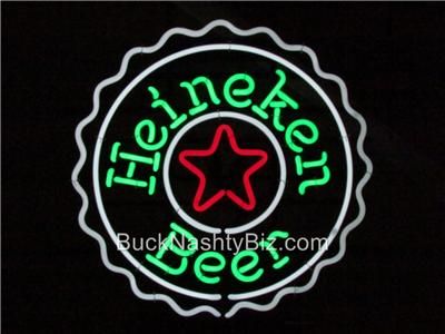 Heineken Beer Bottle Cap Neon Sign Bar Light USA MADE AUTHENTIC 