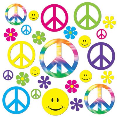 1960s 60s Party RETRO PEACE SIGN FLOWERS SMILEY FACE  