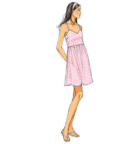 B5653 Butterick 5653 Top Dress Pants Sleepwear Pajama Nightgown Gown 