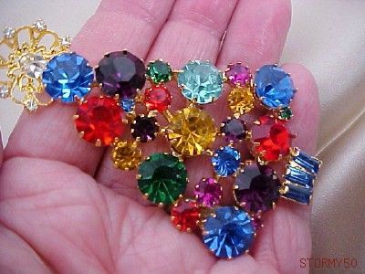   COLOR CRYSTAL LARGE CHRISTMAS TREE PIN BROOCH OUTSTANDING PIECE  