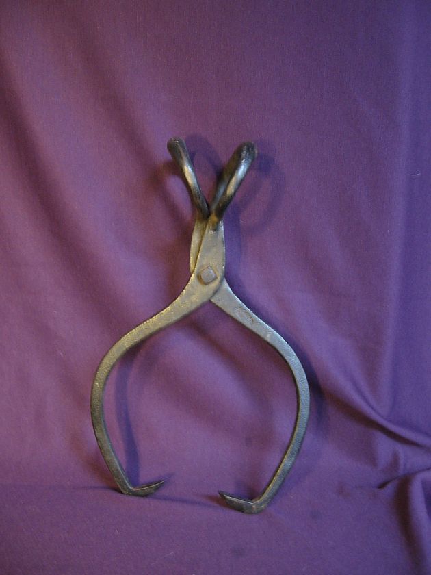 Block Ice Tongs Cast Iron Primitive Vintage Antique Tool  