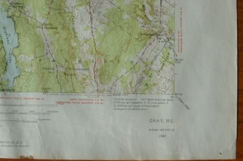GRAY Quad Topo Map Maine ME 1942/1956 Cumberland Windham Sebago Lake 