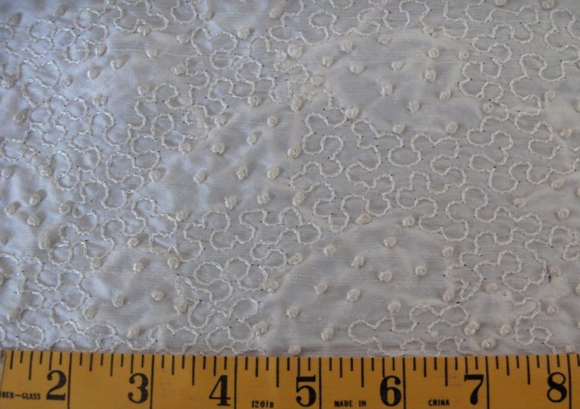 French Knots Dupioni Silk Fabric Ivory 100% Silk  