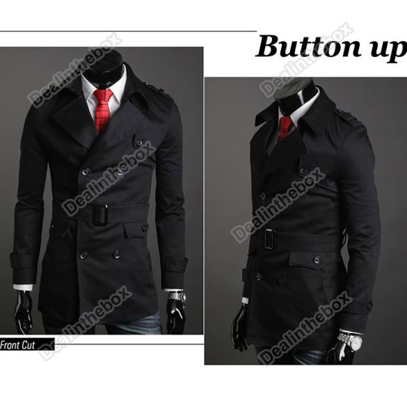 2011 Mens Fashion Korea Slim Classic Double Breasted Wool Coat Jacket 