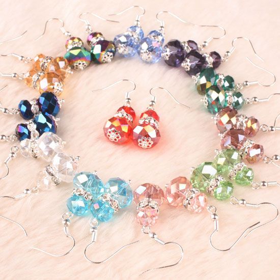 Mixed AB Crystal Glass Faceted Beads Earring 12 Pairs  
