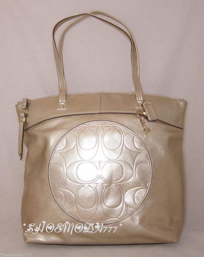 328 COACH Laura Large Leather Tote Bag Travel Business Shopping Gold 