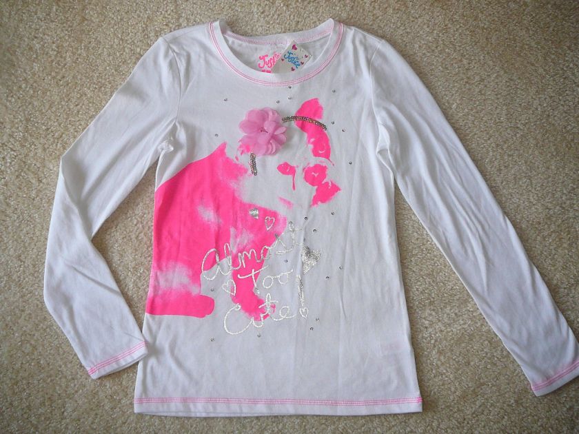NWT GIRLS JUSTICE NEON PINK DOG T SHIRT 12 14 16 18 20  