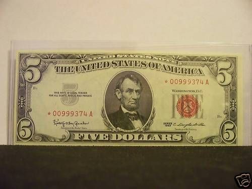 1963 Five Dollar Red Seal Star Note CU  