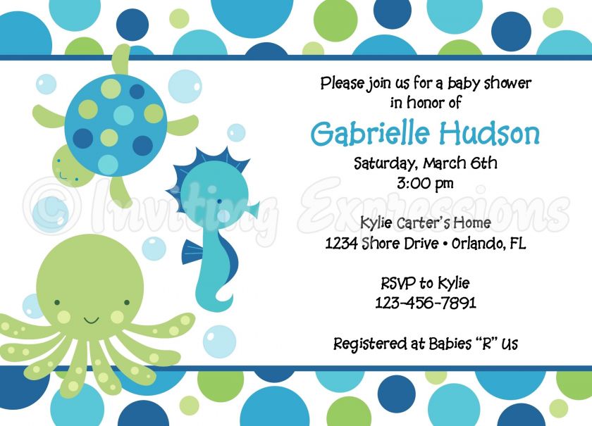 Sea Bubbles Baby Shower Invitations, Ocean Theme  