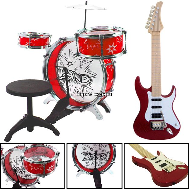 Kids Childs Drum Set Electric Guitar Combo Musical Toy  