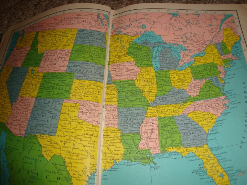 1943 Vintage Antique Atlas of the World Hardcover Book Maps Rand 